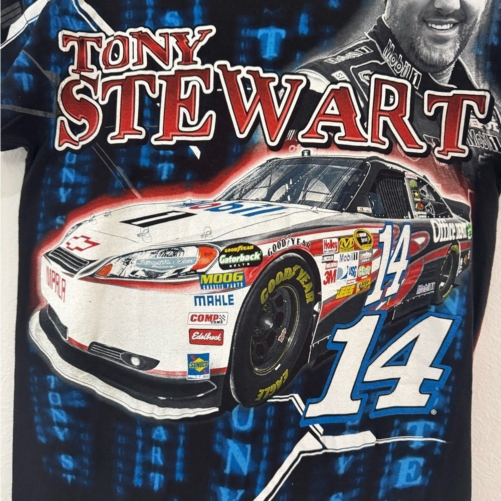 Tony Stewart NASCAR Shirt M All Over Print #14 Office‎ Depot Mobil 1 Tee (1053)
